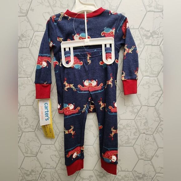 Nwt Boy's Christmas Santa Sleigh and Reindeer Pajamas Set - Picture 4 of 7